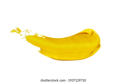 Yellow Paint Splatter Isolated On White Background.