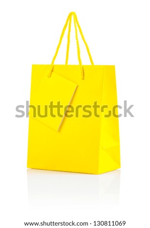 Similar – Yellow shopping bags on a blue background, Shopping concept