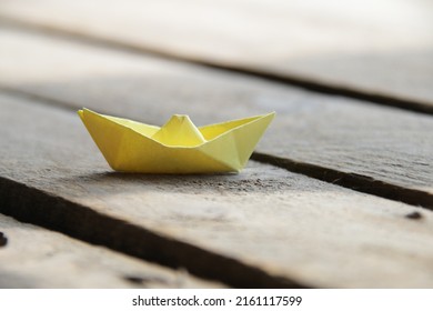 Yellow Paper Boat. Summer Vacation Idea.