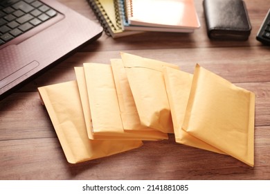  Yellow Paper Bubble Envelope On Table 