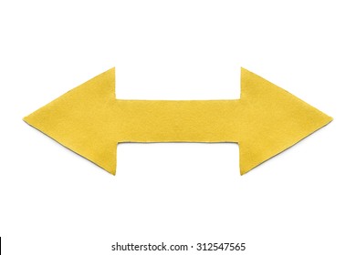 Yellow Paper Double Sided Arrow On White Background