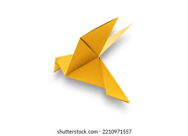 Yellow paper dove origami isolated on a blank white background. - Powered by Shutterstock