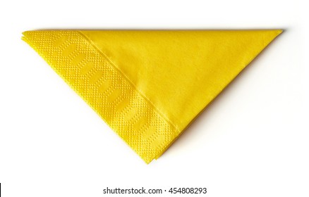 Yellow Paper Napkin Isolated On White Background