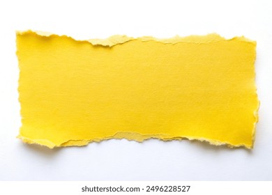 Yellow paper ripped on white background for your background design, presentation design