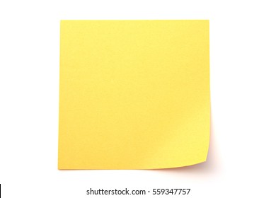 Yellow Paper Stick Note On A White Background