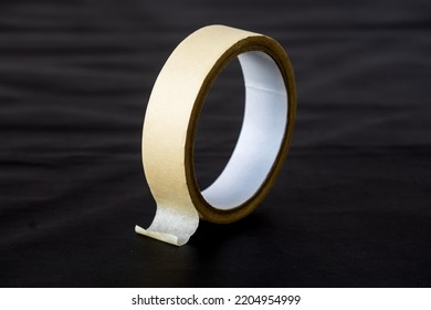 Yellow Paper Tape Isolated On Black Background