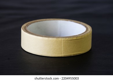 Yellow Paper Tape Isolated On Black Background