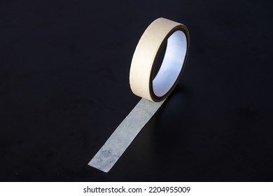 Yellow Paper Tape Isolated On Black Background