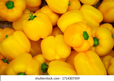 Yellow Paprika Pepper On The Counter Of The Store