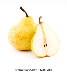 yellow pear close-up isolated on white background - Shutterstock ID 32864266