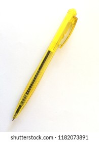 Yellow Pen On White Background.