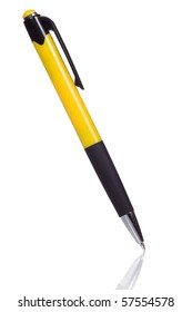 Yellow Pen On White Background