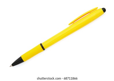 Yellow Pen On White Background