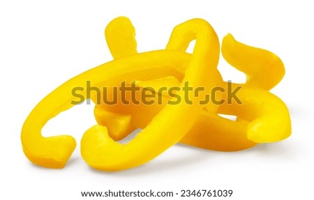 Yellow pepper isolated. Sliced Bulgarian sweet pepper on a white background.