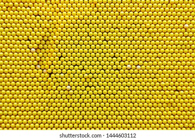 Yellow Pin Art Board. Circle Pattern Abstract Background.