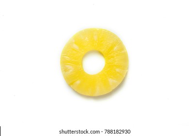 Yellow Pineapple Ring Isolated On White Background.