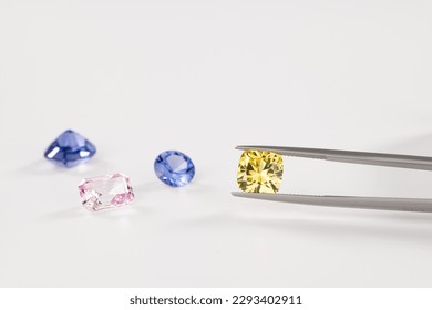 Yellow Pink and Blue Precious Gemstones - Shutterstock ID 2293402911