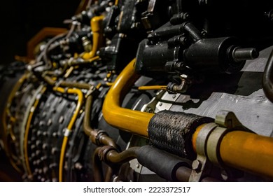 Yellow Pipes In Dark, Black Jet Engine