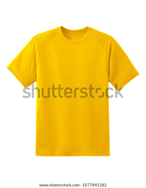 Yellow Plain Shortsleeve Cotton Tshirt Isolated Stock Photo (Edit Now ...