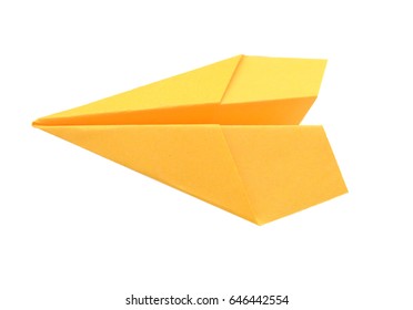 A Yellow Plane Paper Isolated