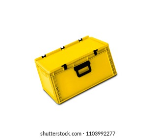 Yellow Plastic Box Isolated On White Background