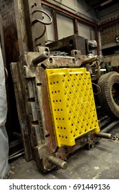 Yellow Plastic Crate Casted From The Mold