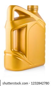 Yellow plastic gallon, jerry can  isolated on a white background. 