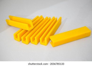 Yellow Plastic Polyamide PA6 Nylon Slider Details Cut With Cnc Milling Machine