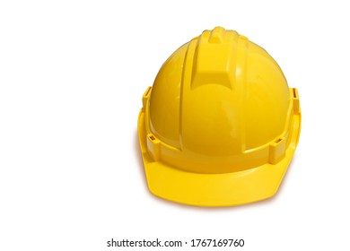 Yellow plastic safety helmet isolated on white background. - Shutterstock ID 1767169760