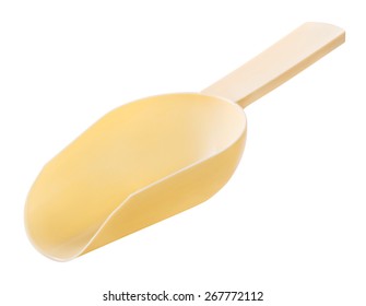 yellow plastic scoop isolated with clipping path