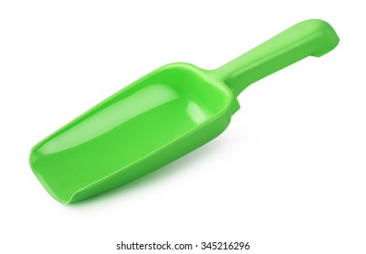 Yellow plastic scoop isolated on a white background