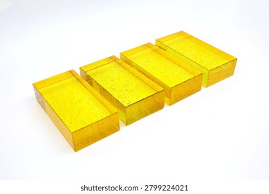 Yellow Plastic Step Shaped Object Isolated On White