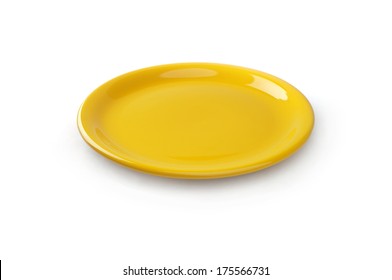 A Yellow Plate On The White Background