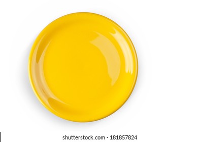 A Yellow Plate On The White Background