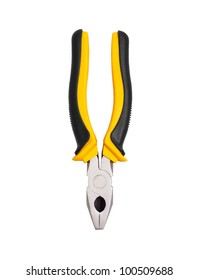 yellow pliers isolated on a white background (clipping path)