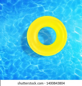 Yellow pool float on the blue pool