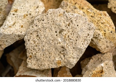 Yellow Porous Tuff Stones Background - Shutterstock ID 2018880830