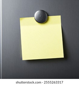  yellow post it note on white background, post-it note and smile, A small yellow post-it note, A small yellow post-it  is stuck on the refrigerator