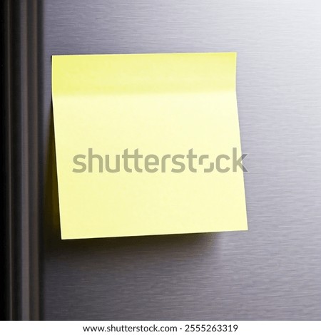  yellow post it note on white background, post-it note and smile, A small yellow post-it note, A small yellow post-it  is stuck on the refrigerator