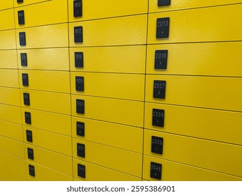 Yellow postal subscription boxes, ensuring secure and reliable mail collection. A recognizable feature of public spaces, providing convenient access to correspondence and postal services