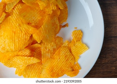 Yellow Potato Chips Has A Salty Taste From Salt