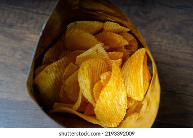 Yellow Potato Chips Has A Salty Taste From Salt