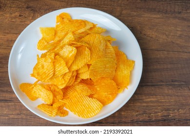 Yellow Potato Chips Has A Salty Taste From Salt