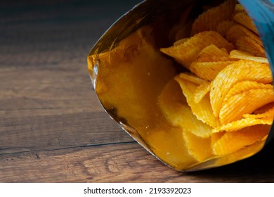 Yellow Potato Chips Has A Salty Taste From Salt