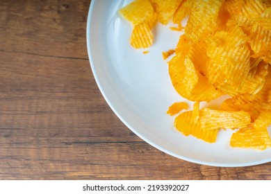 Yellow Potato Chips Has A Salty Taste From Salt