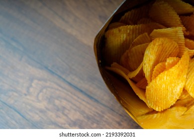 Yellow Potato Chips Has A Salty Taste From Salt