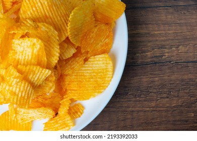 Yellow Potato Chips Has A Salty Taste From Salt