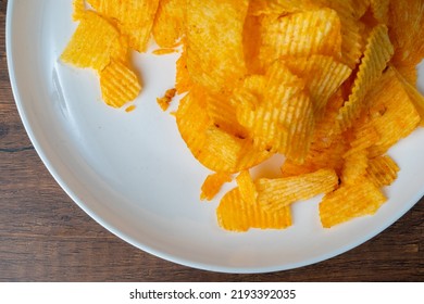 Yellow Potato Chips Has A Salty Taste From Salt