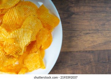 Yellow Potato Chips Has A Salty Taste From Salt