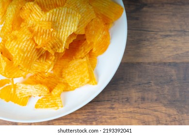 Yellow Potato Chips Has A Salty Taste From Salt